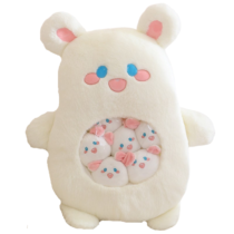 Rabbit With Mini Puff Balls Soft Stuffed Plush Bag