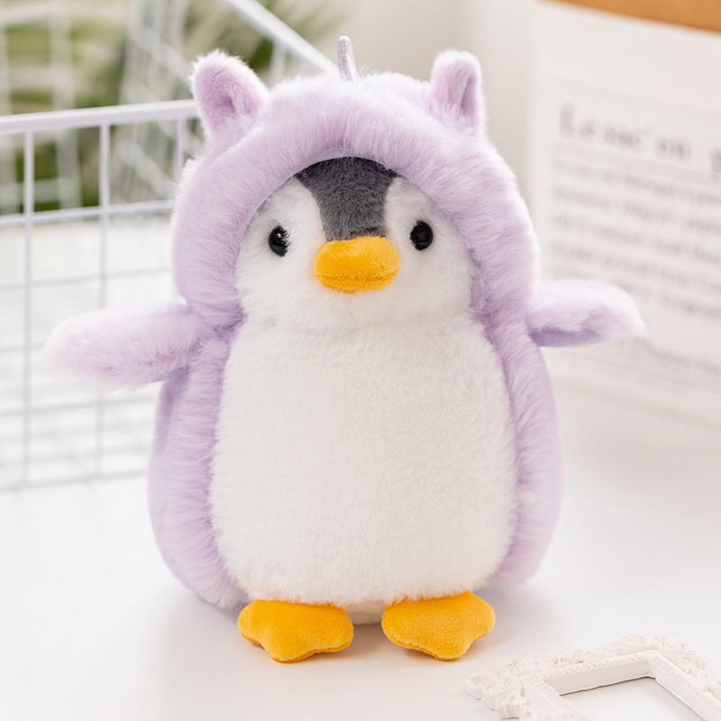 20cm Penguin With Purple Unicorn Dress Soft Stuffed Plush Toy