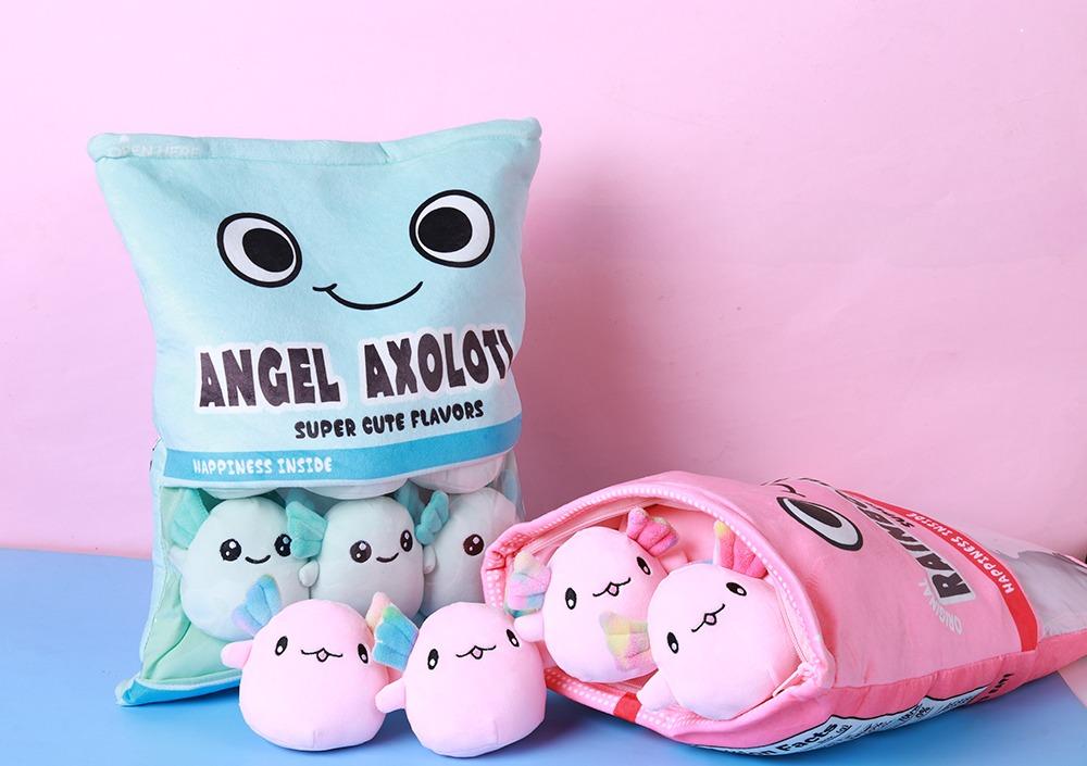 Angel Axolotl Bag Of Snacks Soft Stuffed Plush Toy