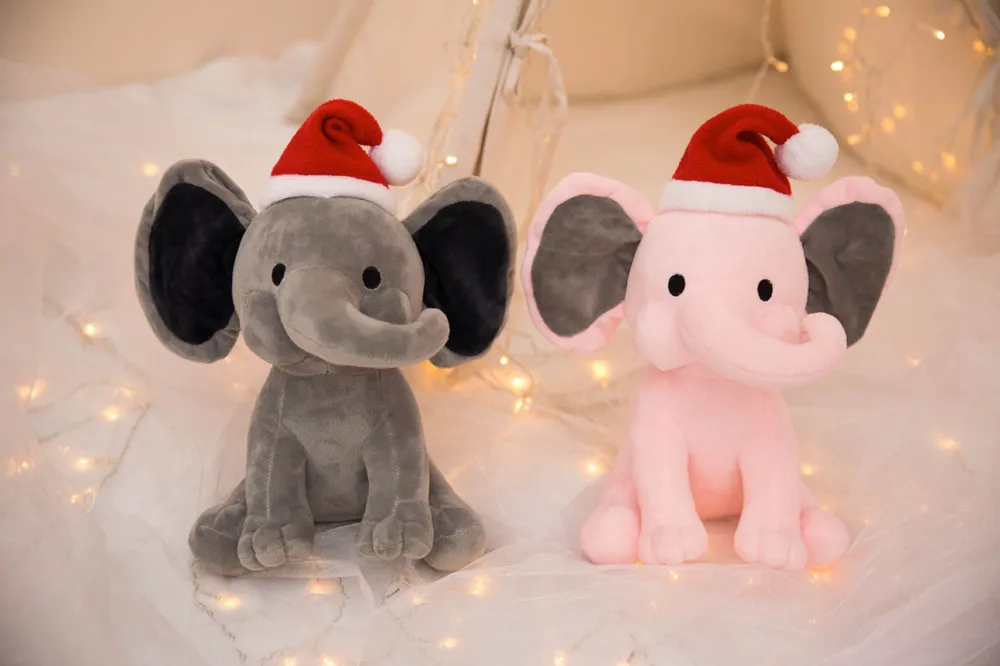 Kawaii Baby Elephant Christmas Hat Soft Stuffed Plush Toy