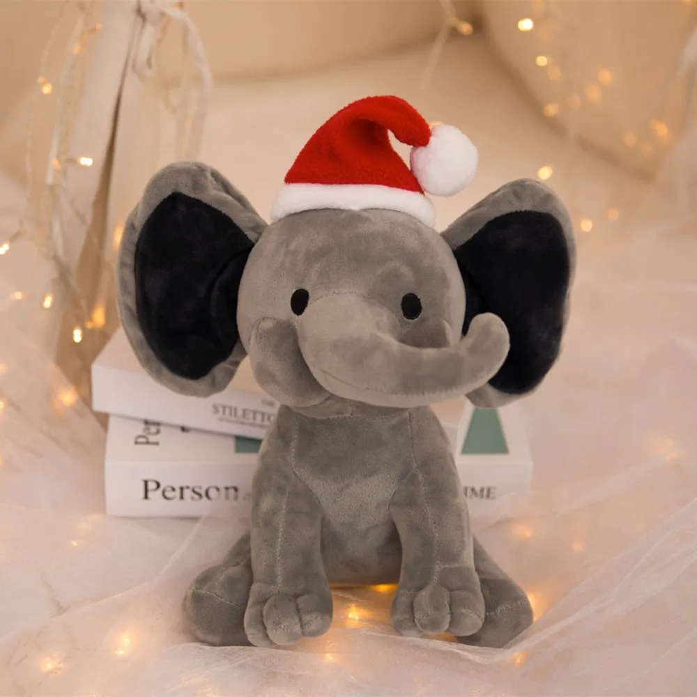 Kawaii Baby Elephant Christmas Hat Soft Stuffed Plush Toy