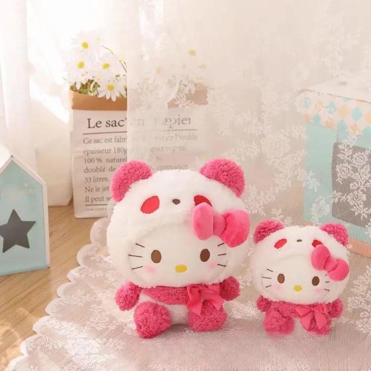 Sanrio Hello Kitty Transformed Into Pink Panda Stuffed Plush Toy