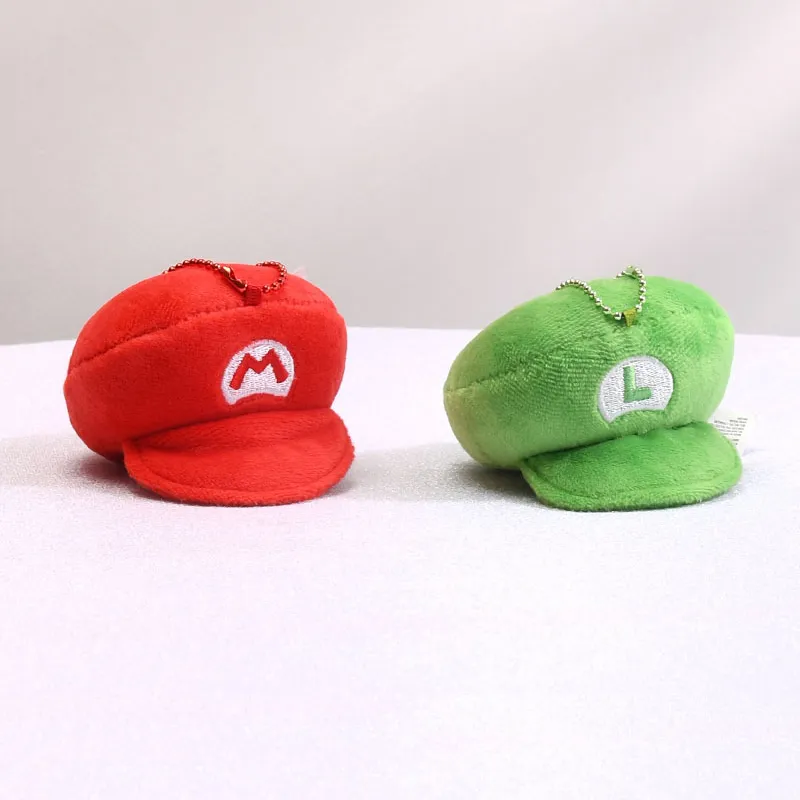 Super Luigi Bros Cosplay Hat Plush Pendant Keychain