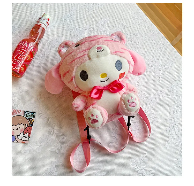 25cm Kawaii Cinnamoroll Sanrio Plush Bag My Melody Anime Backpack Kt Cat Shoulder Bags Purin Dog Plushie Backpack for Girls Kids