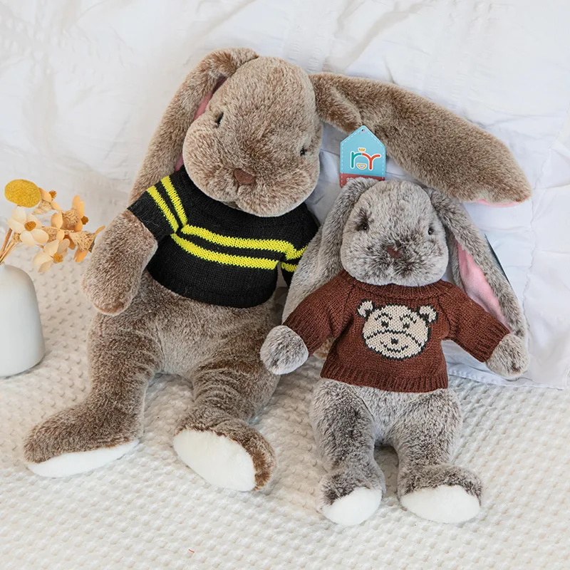 Kawaii Long Ear Rabbit Wear Sweater Soft Stuffed Plush Toy