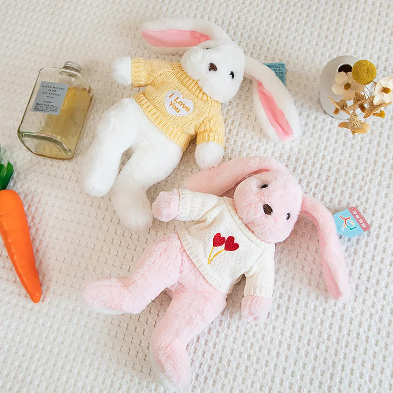 Kawaii Long Ear Rabbit Wear Sweater Soft Stuffed Plush Toy