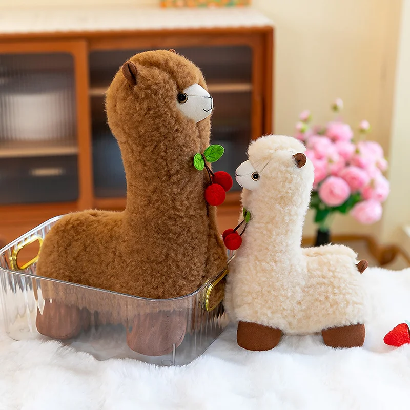 25-50cm Alpaca Lamb With Cherry Soft Stuffed Plush Toy