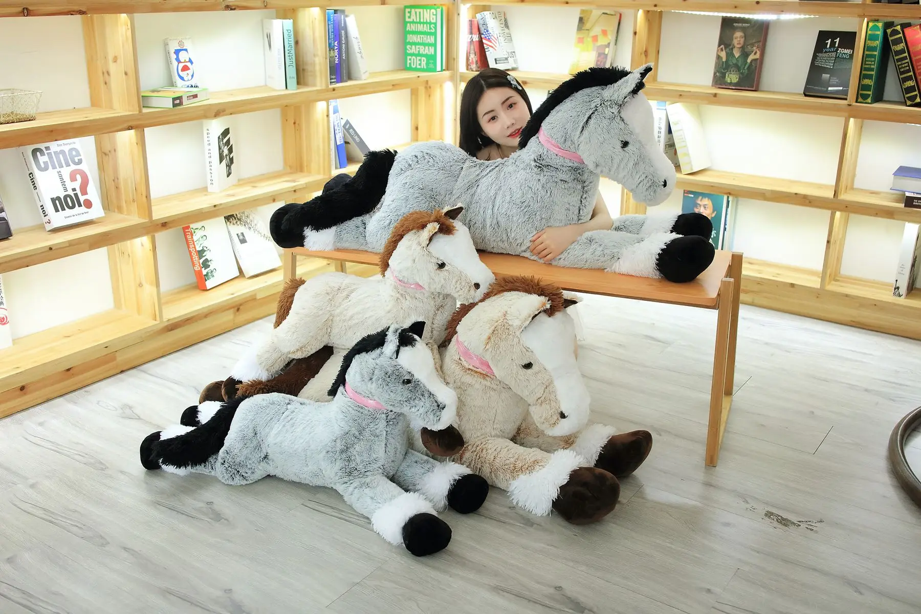 90cm Cartoon Big Lying Horse Soft Stuffed Plush Toy