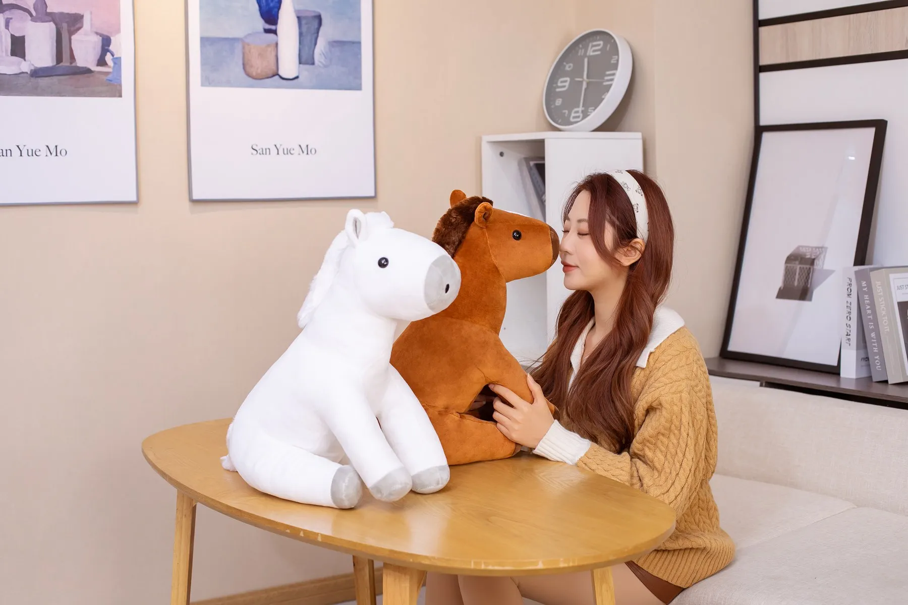 60/80cm Sitting Horse Soft Stuffed Plush Toy