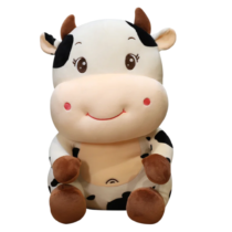 Sitting Cute Smiling Milk Cow Soft Stuffed Plush Toy
