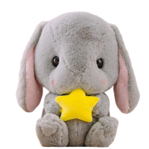 Kawaii Gray Rabbit Holding Star Soft Stuffed Plush Toy