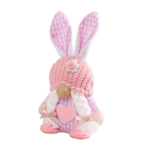 21cm Handmade Faceless Gnome Pink Rabbit Easter Soft Plush Toy