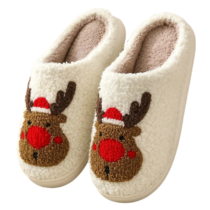 Cartoon Warm Deer Christmas Soft Plush Slippers