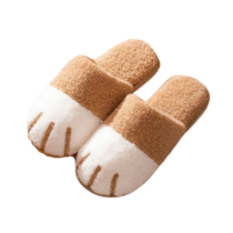 Women Winter Warm Cat Paw Soft Plush Slippers