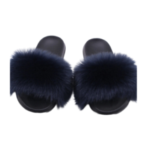 Women Summer Fox Fur Soft Plush Slippers