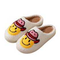 Kawaii Smiley Cowboy With Hat Soft Plush Slippers