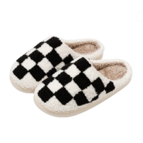 Checkered Women Winter Warm Soft Plush Slippers