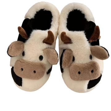 Kawaii Cartoon Cow Novelty Soft Plush Slipper 