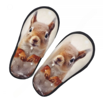 Kawaii Winter Squirrel Chipmunk Warm Soft Plush Slippers