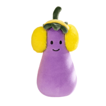 Eggplant With Earphone Soft Stuffed Plush Toy