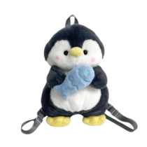 Penguin With Fish Soft Plush Shoulder Bag