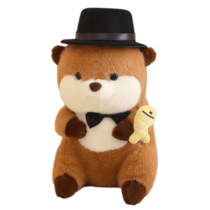 30cm Cartoon Otter With Hat And Fish Soft Stuffed Plush Toy