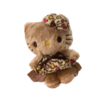 Cartoon Sanrio Leopard Print Brown Hello Kitty Skirt Soft Plush Keychain