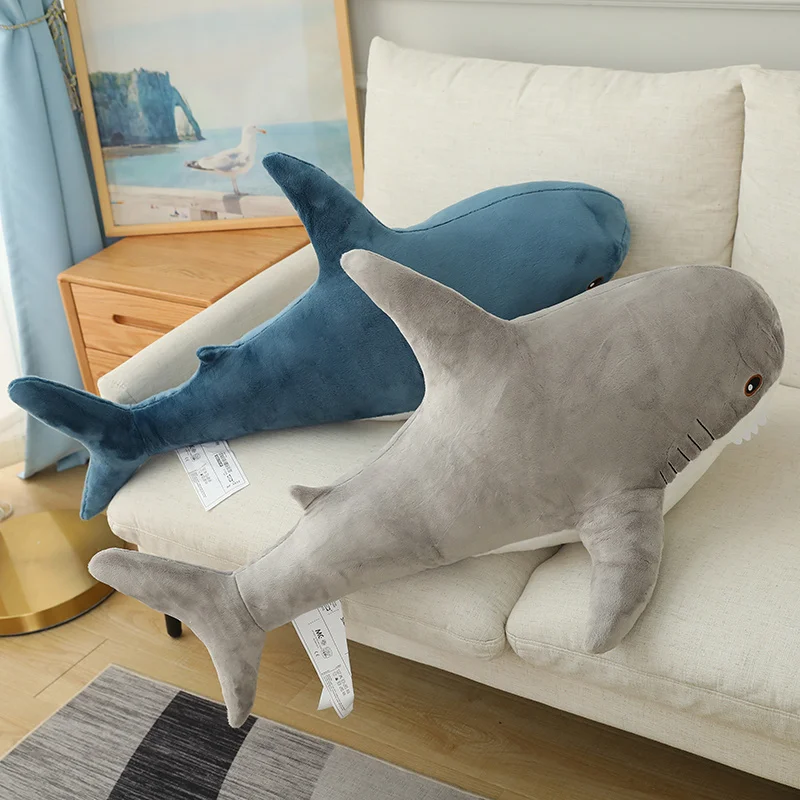 Simulated Shark Sea Creature Blue Pink Grey Fish Toy Super soft Dolls Cartoon Pillow Bed Decor Birthday Gift for Girls Boys