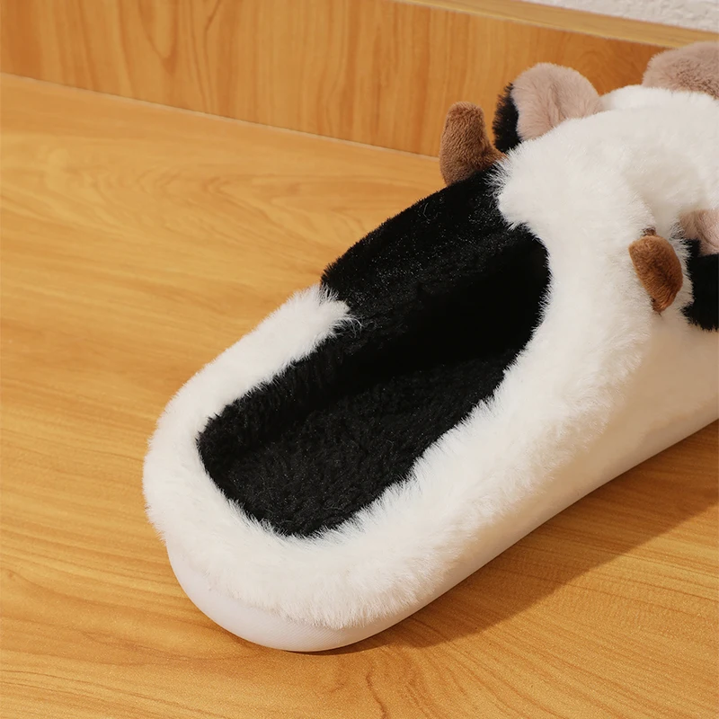 New Winter Unisex Cartoon Cow Warm Plush Slippers Couple's Indoor Non-slip House Slides Men And Women Toe Wrap Home Cotton Shoes New Winter Unisex Cartoon Cow Warm Plush Slippers Couple's Indoor Non-slip House Slides Men And Women Toe Wrap Home Cotton Shoes