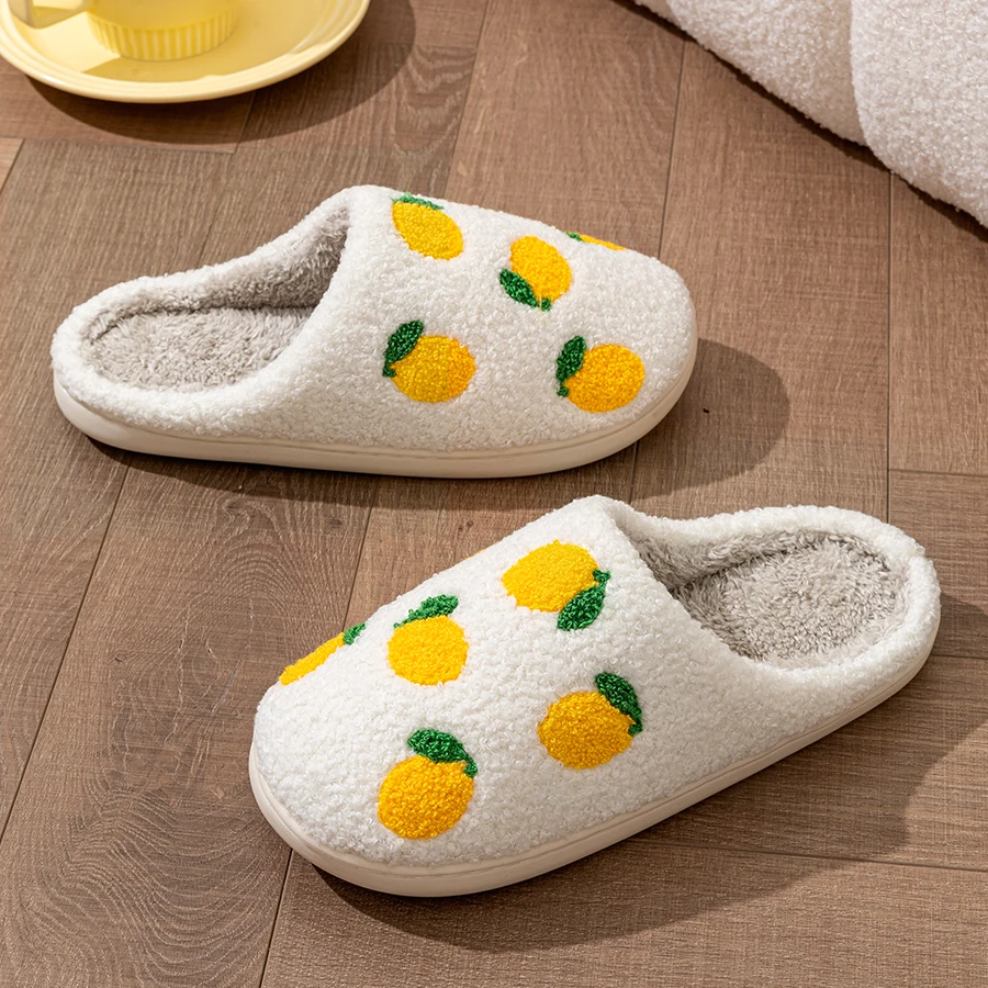 Lemon Fruit Winter Plush Slippers Lemon Fruit Winter Plush Slippers