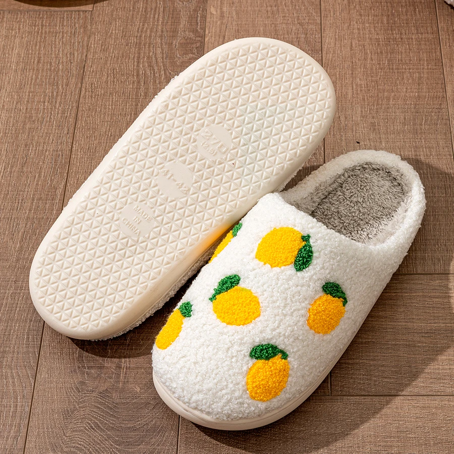 Lemon Fruit Winter Plush Slippers Lemon Fruit Winter Plush Slippers