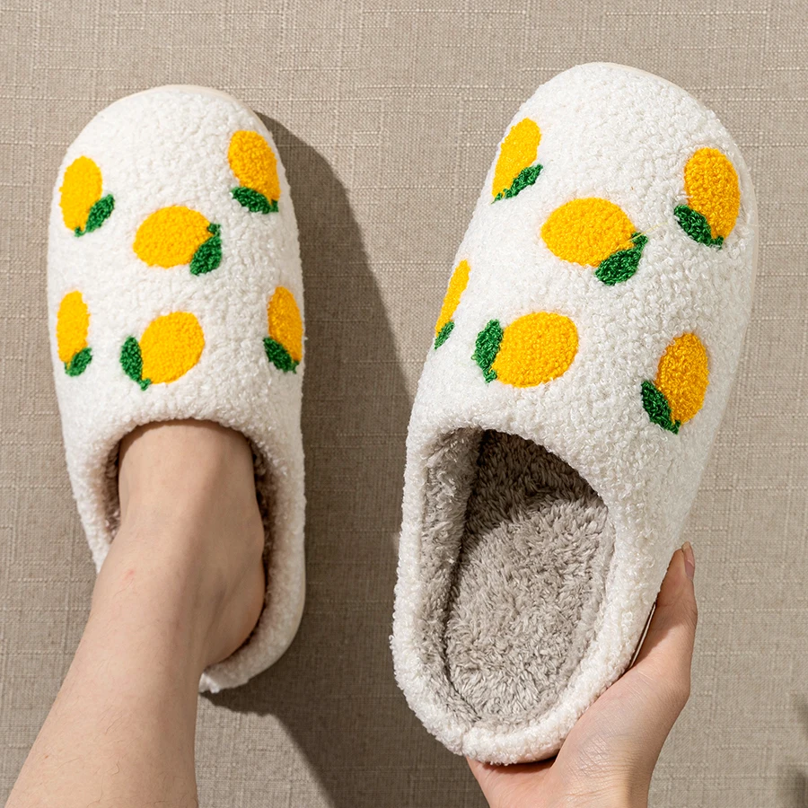 Lemon Fruit Winter Plush Slippers Lemon Fruit Winter Plush Slippers