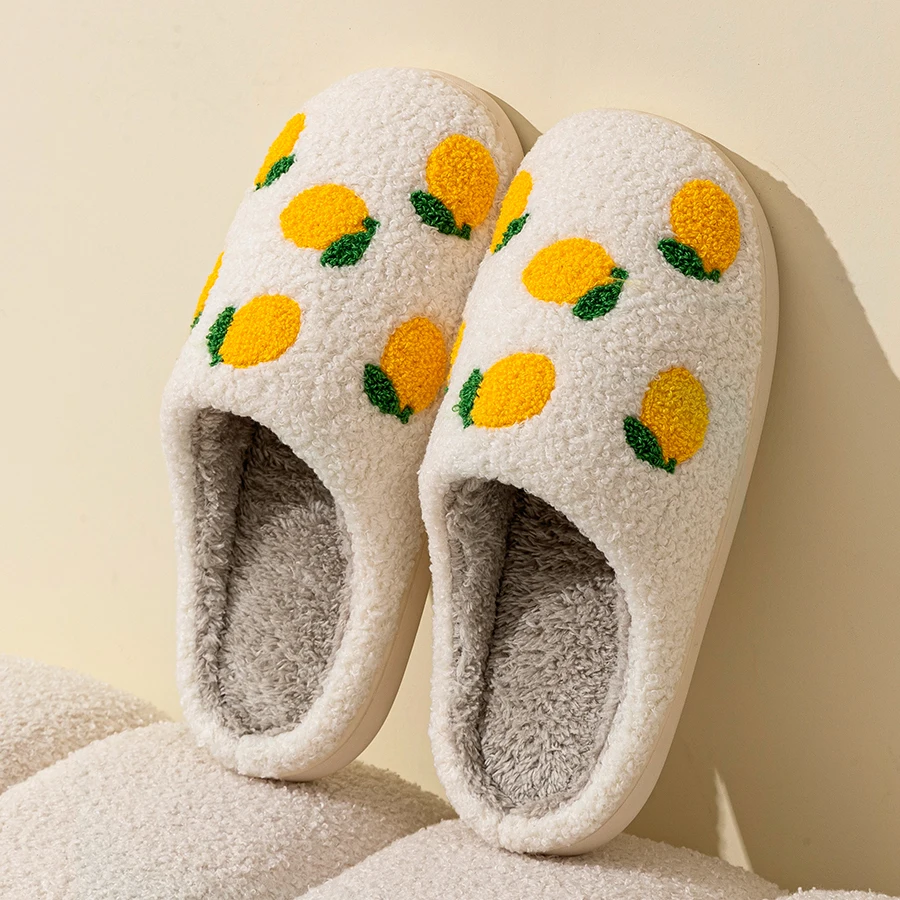Lemon Fruit Winter Plush Slippers Lemon Fruit Winter Plush Slippers