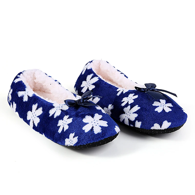Flower With Bow Plush Shoes