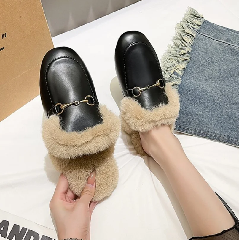 Warm Thicken Plush Fur Slippers