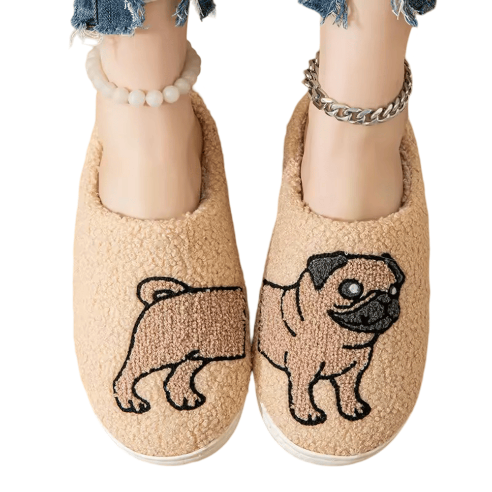 Pug Dog Soft Plush Slippers Pug Dog Soft Plush Slippers