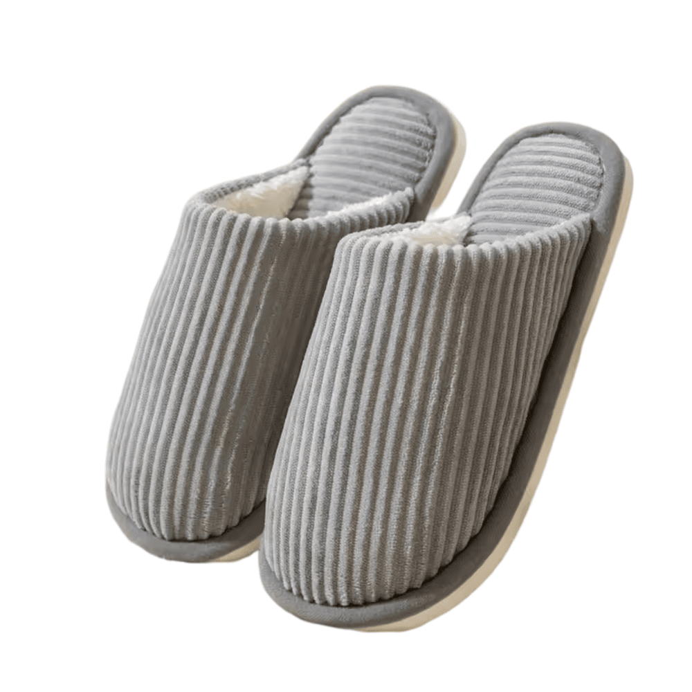 Striped Pattern Winter Plush Slippers