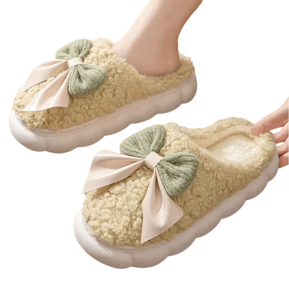  Bow Soft Plush Slippers For Women 