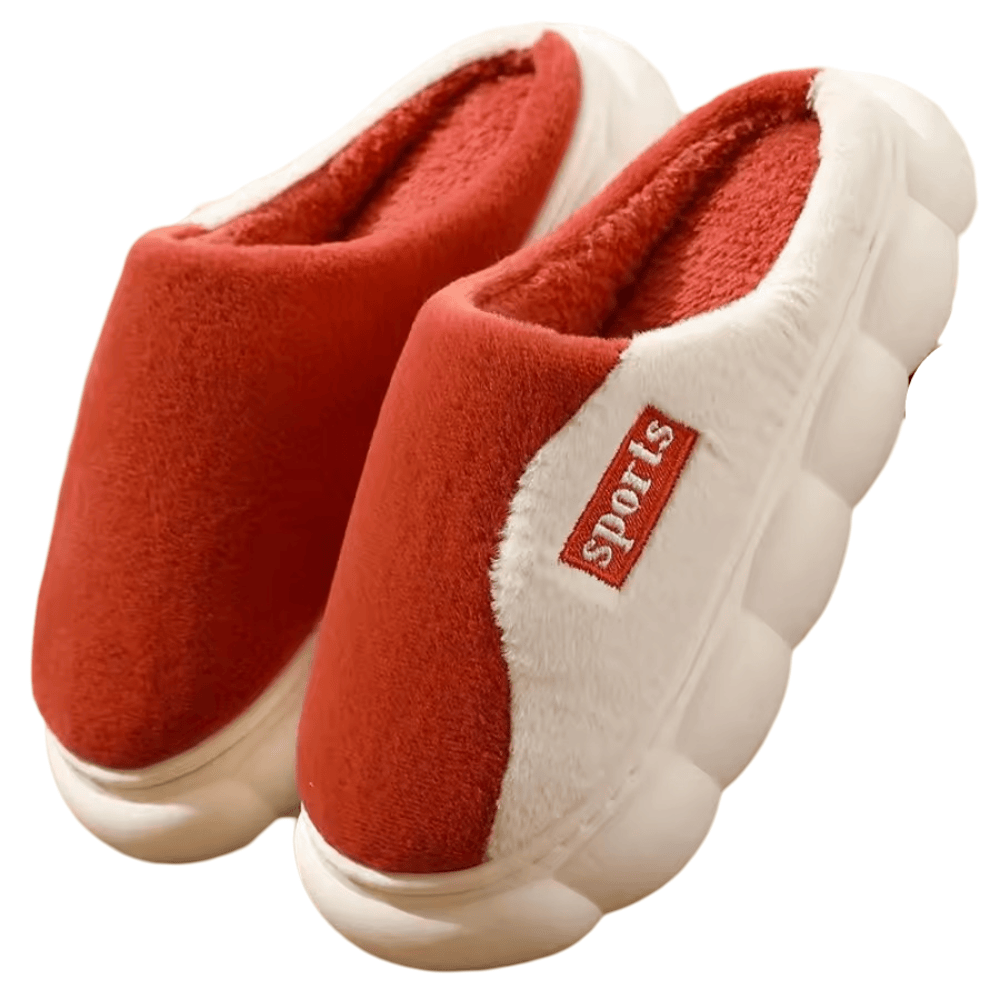 Winter Red Warm Fur Plush Slippers Winter Red Warm Fur Plush Slippers