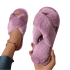 Cross Strap Fur Plush Slippers