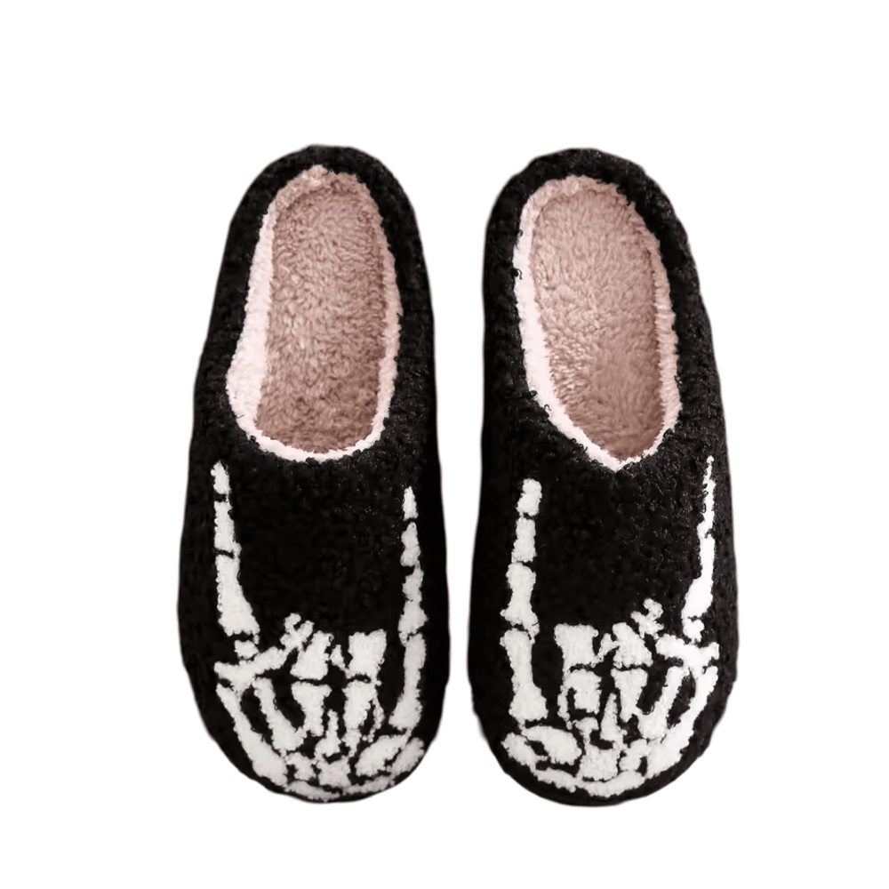 Soft Skull Finger Pattern Plush Slippers Soft Skull Finger Pattern Plush Slippers
