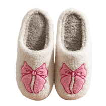Pink Bow Plush Indoor Slippers