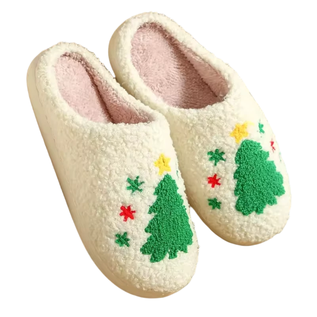 Christmas Tree Winter Soft Plush Slippers Christmas Tree Winter Soft Plush Slippers