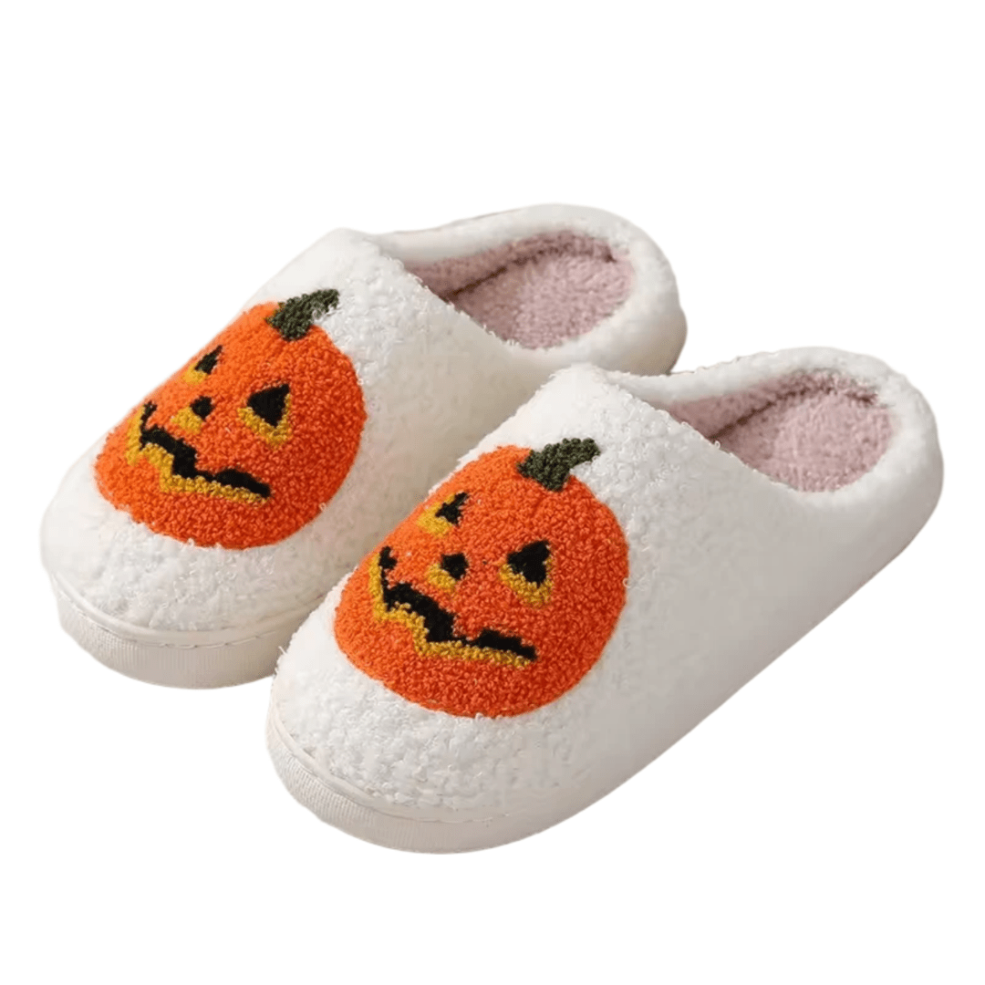 Halloween Pumpkin Winter Soft Plush Slippers Halloween Pumpkin Winter Soft Plush Slippers