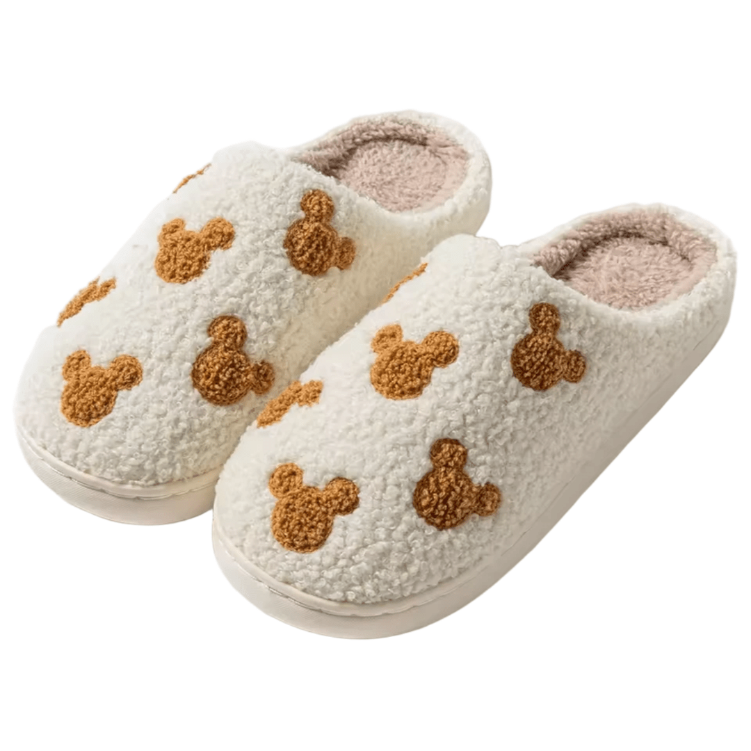 Khaki Mouse Winter Soft Plush Slippers Khaki Mouse Winter Soft Plush Slippers