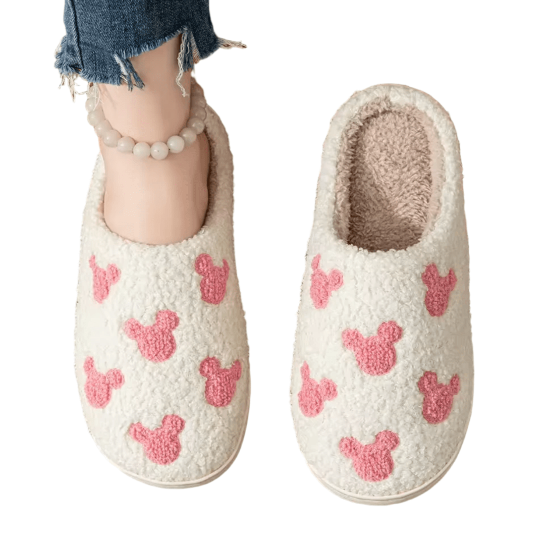 Pink Mouse Winter Soft Plush Slippers Pink Mouse Winter Soft Plush Slippers