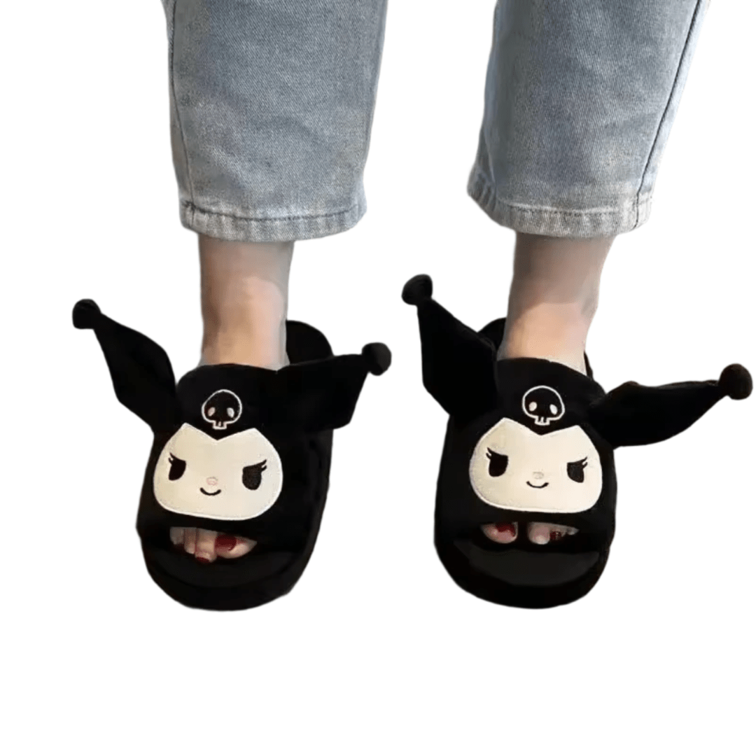 Sanrio Kuromi Movable Ears Plush Slippers Sanrio Kuromi Movable Ears Plush Slippers
