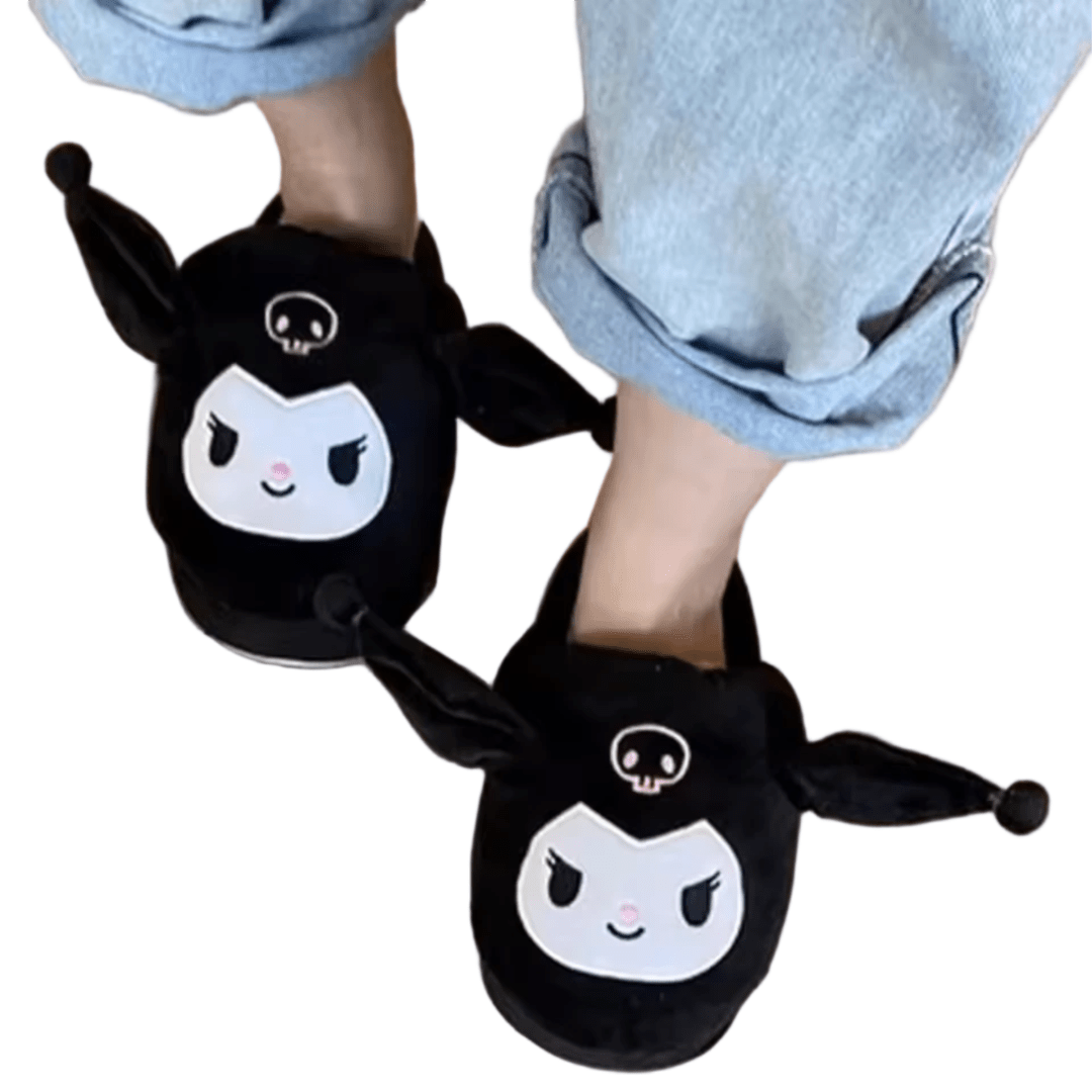 Sanrio Cartoon Kuromi Movable Ears Plush Slippers Sanrio Cartoon Kuromi Movable Ears Plush Slippers