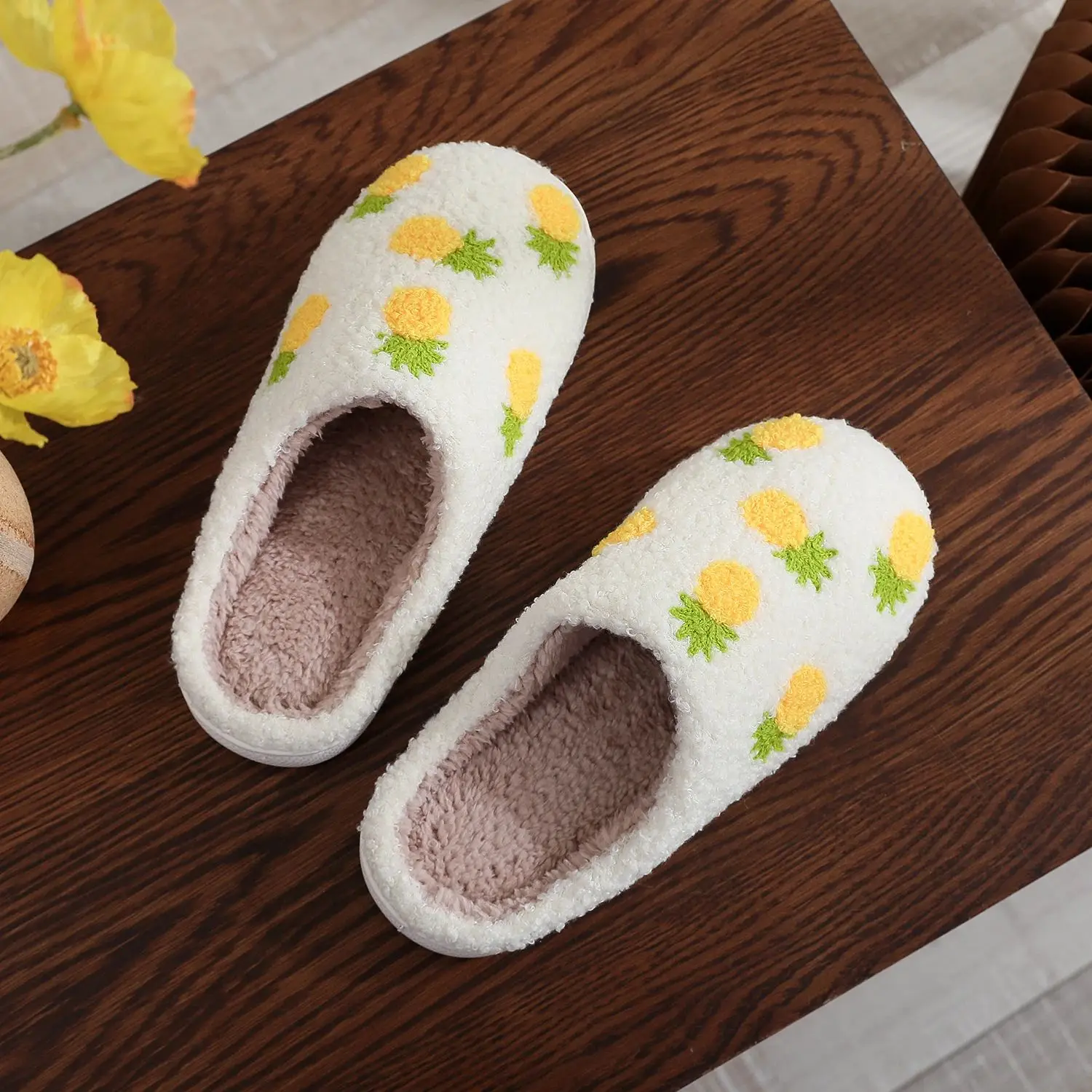 Fruit Pineapple Winter Plush Slippers
