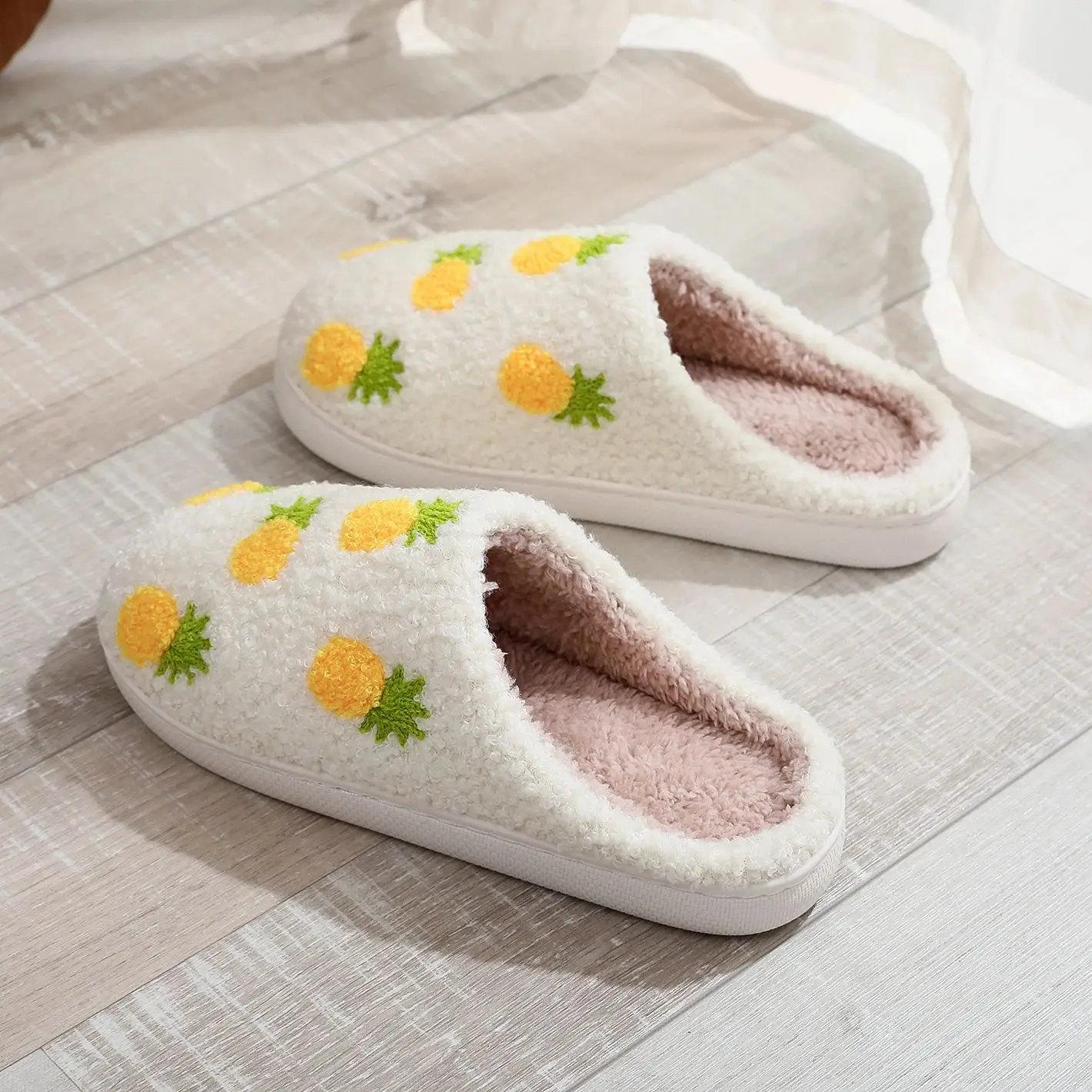 Fruit Pineapple Winter Plush Slippers